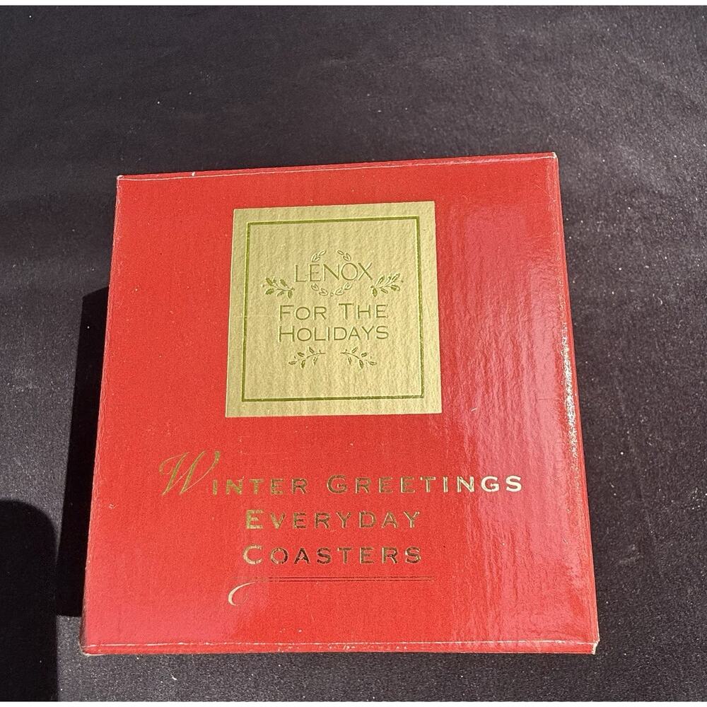 4 Lenox For The Holidays Winter Greetings Everyday Drink Coaster Set New! 45D